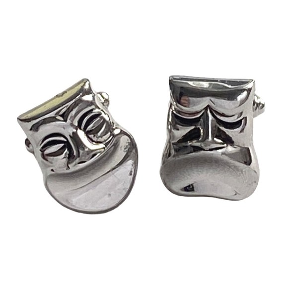 Vintage COMEDY & TRAGEDY Masks Theater Theatre Performing Arts Men's Cufflinks - Picture 4 of 9